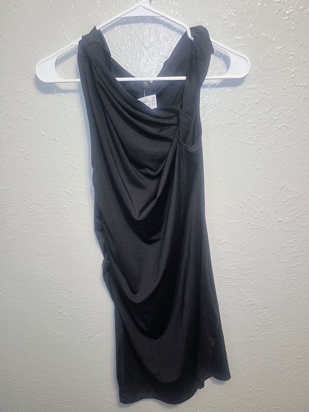 Divided Black One-Shoulder Draped Dress